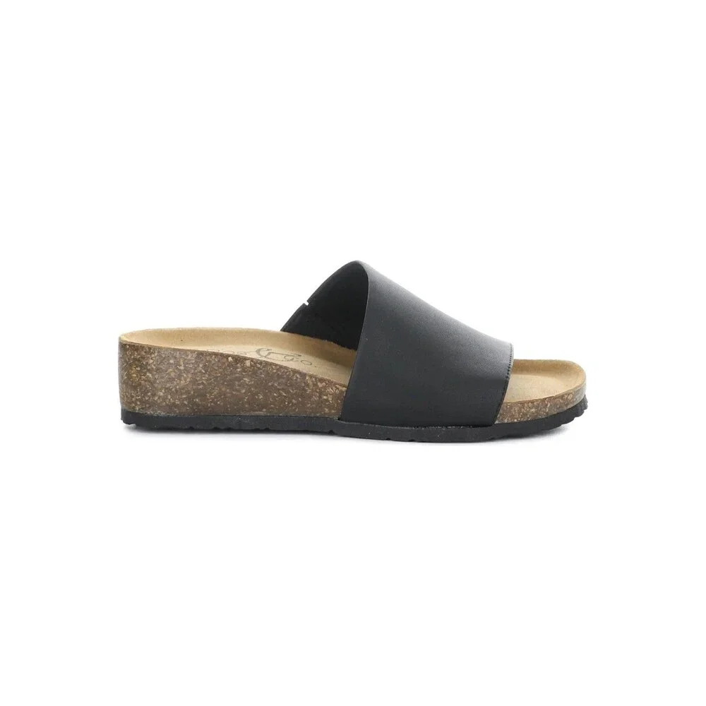 New Bos. & Co. Black Lux Slide Leather Sandals Size 41/US 10 Italy